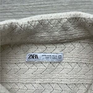 Zara Textured Knit Men’s Shirt in Cream Size XL